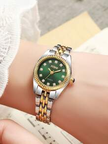 1 pezzo Orologio al quarzo di moda con quadrante in strass e cinturino in acciaio inossidabile, adatto come regalo per compleanni, Ognissanti o per adolescenti