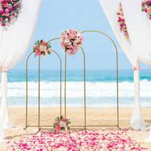 HOHOBLA LOYALHEARTDY-BTG Wedding Christmas  Arch Backdrop Stand Set Of 3 Metal Balloon Arch Stand Wedding Christmas  Arch Frame Floral Background Decoration For Parties Wedding Christmas  Birthday Baby Shower Ceremony Anniversary, 5.9/6.6/7.2FT (Gold) - Gold - View 5