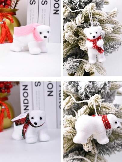1pc Christmas Decoration, Assorted Styles Available - White Bear Ornament, Christmas Polar Bear Plush Figurine, Fabric Christmas Snowman Hanging Ornament, Christmas Tree Ornament Tags, Christmas Ornament Figurine Tags, Christmas Holiday Atmosphere Decor, Indoor Small Hanging Decoration,Christmas