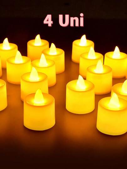 Kit 4 Vela Led Eletrônica Amarela Linda Decorativa Com Baterias/Festa/Casamento/Decoração Promoção