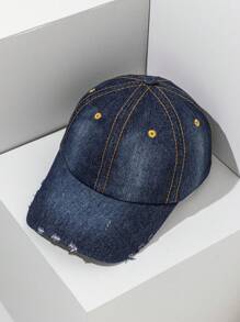 1pc Women's Distressed Denim Baseball Cap Halloween - Multicolor - View 5