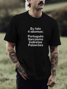 Men's T-Shirt Funny Phrases I Speak 4 Languages Indirect 100% Cotton Thread 30.1 Various Colors - màu đen - Xem 2