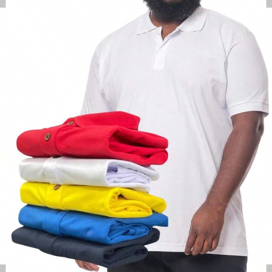 KIT 5 Men's Basic Polo Collar Shirts In Cotton Piquet T-Shirt - 薑色 - 查看 1
