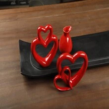 Mặt hàng trang trí hình trái tim mới, đồ trang trí tiệc cưới & lễ kỷ niệm, bình hoa để bàn văn phòng, đĩa cắm hoa khách sạn, quà tặng tốt nhất - Đỏ - Xem 4