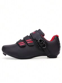 Men's Solid Color Cycling Shoes Road Mountain Dual Use Compatible SPD LD Shock Absorbing Comfortable Wearable Cycling Shoes - Black and Red - View 2