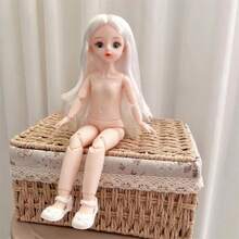 Muñeca de moda BJD de 11,81 pulgadas, muñeca bonita con maquillaje, articulaciones removibles, desnuda OB11, regalo de DIY para niña, muñeca Kawaii de dibujos animados de animación 3D con rostro de ojos verdaderos y disfraz, regalo de sorpresa de cumpleaños, Navidad, Año Nuevo
