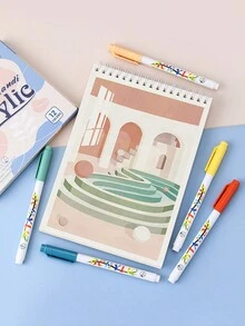 12 色/24 色软头丙烯马克笔 丙烯笔 水彩笔 DIY 陶瓷笔 可叠放彩色马克笔 高品质丙烯颜料笔 适用于木材、帆布、石头、岩石绘画、玻璃、陶瓷表面、DIY 工艺制作艺术用品 - 彩色 - 查看 4