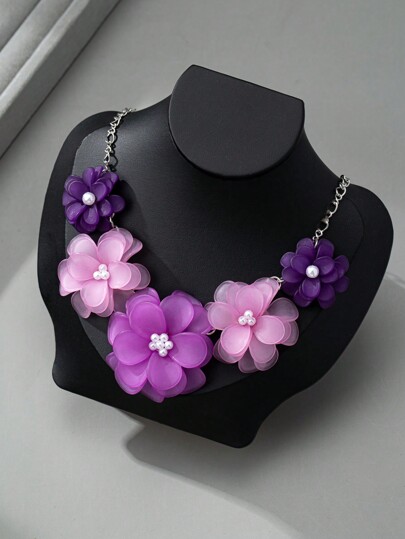 1pc Romantic Elegant Floral Necklace For Women, Suitable For Holidays, Birthday, Dates, Parties, Weddings, Vacations, Outings, Commuting