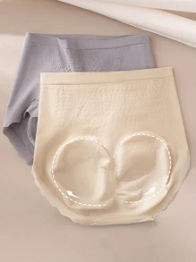 5pcs Women's Seamless High Waisted Underpants, Waist Cincher Shapewear Tummy Control Briefs, Panty