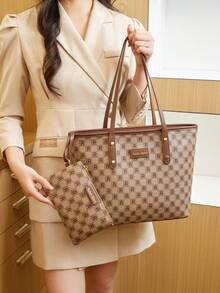 Túi xách nữ thiết kế sang trọng, Túi đeo vai thời trang mới đa năng dung tích lớn, Túi tote nữ 2024 Hàng mới về - Màu Khaki - Xem 10