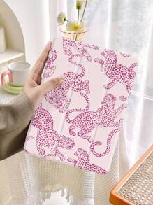 1 件粉色豹纹双面彩绘亚克力透明水晶后盖保护壳兼容 iPad 10.2 英寸 2021/2020/2019 iPad 第 9/8/7 代，兼容 iPad 第 5 代 (9.7 英寸)、iPad Air 第 5 代 2022 /iPad 第 10 代/iPad Pro 11 英寸 2024，带笔架，支持自动睡眠/唤醒盖，具有防摔功能 - 彩色 - 查看 4