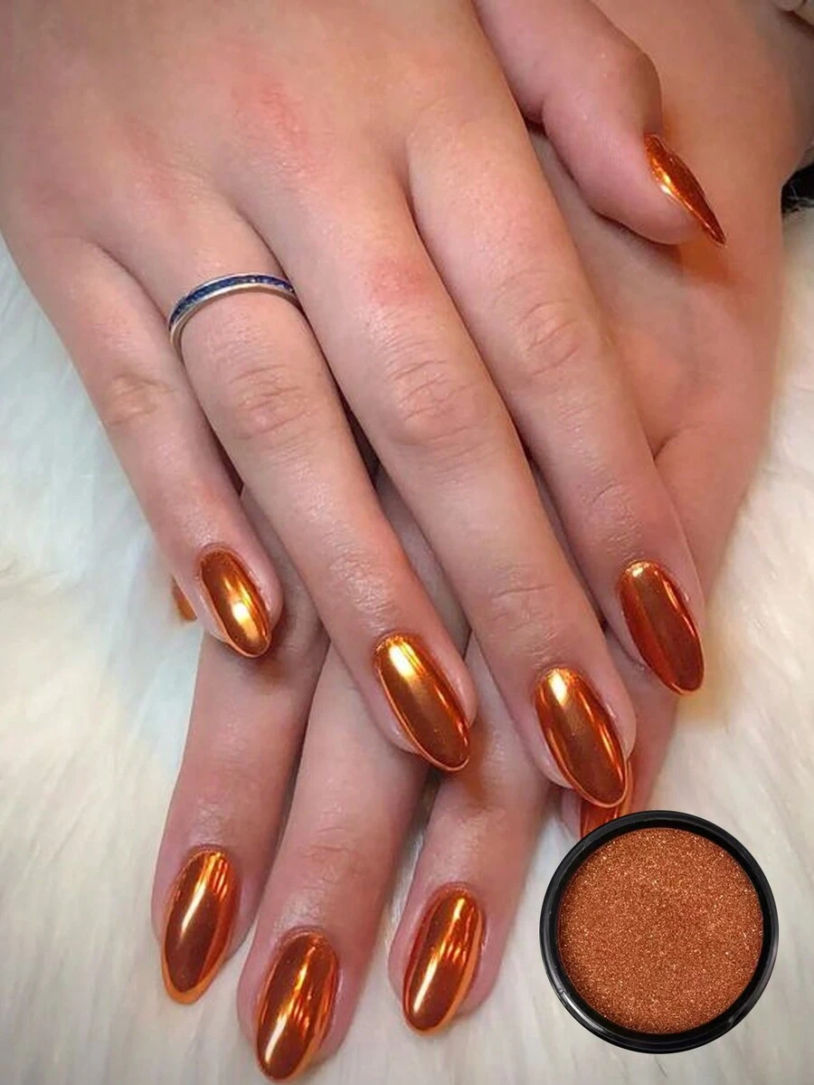 Bột nhũ lấp lánh hình bí ngô, bột nhũ laser hologram dùng cho móng tay, kèm theo 1 cọ tán phấn mắt hai đầu, thích hợp cho nghệ thuật làm móng.