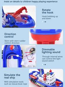 Children's Electric Toy Fire Boat With Water Spray, Light & Siren Effects, Waterproof Floating Model Toy, Batteries Not Included,Back To School