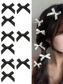 9 件女士发饰套装包括多色丝带蝴蝶迷你发夹、时尚可爱发夹、优雅蕾丝发夹、芭蕾风格 Y2k 仙女发饰蝴蝶结配饰 - 彩色 - 查看 8