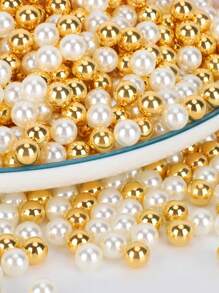 500 Pieces 8mm Faux Pearls Beads For Vase Filler, Ivory&Pink Polished Faux Pearl For Brushes Holder, Imitation Round Beads For DIY, Table Scatter, Wedding, Birthday Party, Home Decoration Gifts Graduation Room Decor Flower Vase Glass Vase