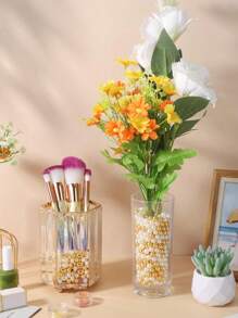 500 Pieces 8mm Faux Pearls Beads For Vase Filler, Ivory&Pink Polished Faux Pearl For Brushes Holder, Imitation Round Beads For DIY, Table Scatter, Wedding, Birthday Party, Home Decoration Gifts Graduation Room Decor Flower Vase Glass Vase