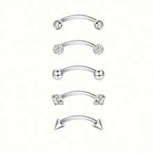 5 Pcs 16G Stainless Steel Curved Eyebrow Rings Barbells Piercing Jewelry Set Simple Designs For Eyebrow Ear, Belly, Lip, And Body 6/8/10mm