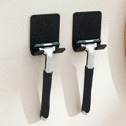 1pc Punch-Free Plastic Shaver Hook, Multifunctional Adhesive Wall Hanger For Clothes, Bags, Power Cords, Etc. In Bathroom Home Bathroom Decor Fall Decor Back To School