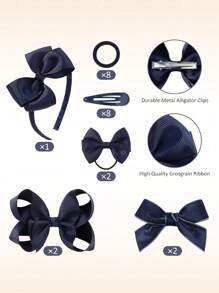 Set de 23 piezas de accesorios para el cabello de niñas para la escuela, que incluye lazos, diademas, pinzas, gomas del pelo, lazos de terciopelo y lazos rizados para niñas pequeñas y niñas en edad escolar para la escuela, Halloween, Navidad y fiestas - Multicolor - Ver 5