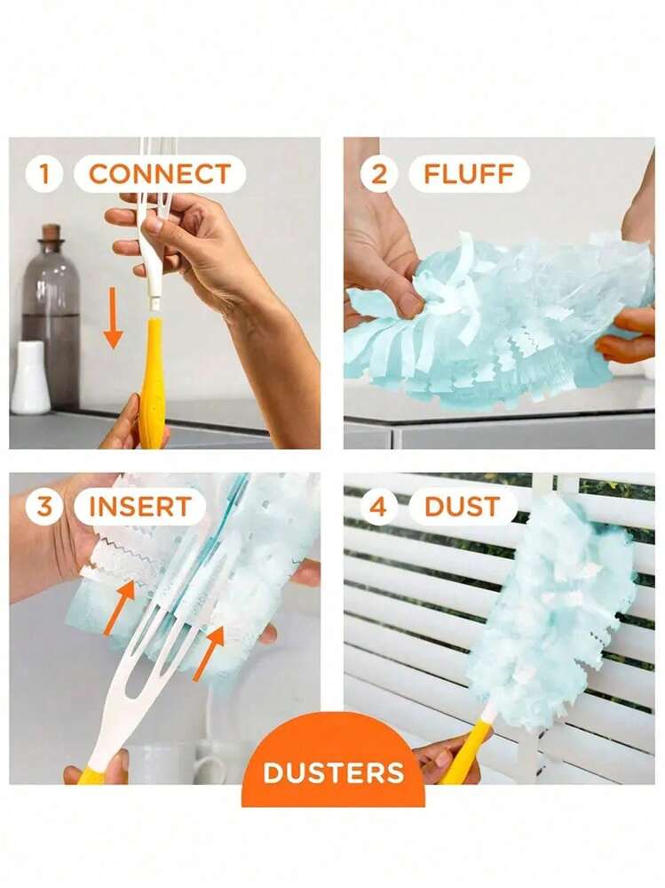 10 Piezas De Recargas Para Cabezal De Cepillo Electrostático Para Eliminación De Polvo Doméstica, Recargas De Cabezales De Cepillo Para Lavandería, Muebles, Coches, Teclados (mango No Incluido), Suministros De Limpieza, Herramienta De Limpieza, Suministros De Navidad - Azul - Añade 4