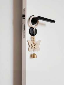 1 pieza Colgante de pared decorativo hecho a mano con mariposa y flor de ciruelo, decoración del hogar, decoración de habitación, decoración de pared - Beis - Ver 1