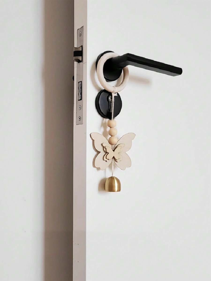 1 pieza Colgante de pared decorativo hecho a mano con mariposa y flor de ciruelo, decoración del hogar, decoración de habitación, decoración de pared - Beis - Ver 1