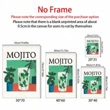 6pcs/Set Cartoon Canvas Print Posters, Juice Mojito Canvas Wall Art, Wall Decor For Living Room, Bedroom, Bathroom, Office, Hallway, Kitchen, Unframed - Multicolor - View 2