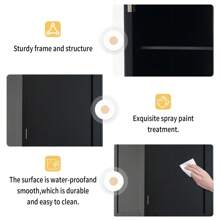 Gabinete de almacenamiento alto para el baño con puertas de vidrio, de pie, con dos cajones y estantes ajustables, de tablero de MDF, pintado en blanco - perfecto para exhibir tus artículos favoritos