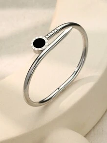 1 Chiếc Vòng Tay Số La Mã Màu Bạc Cho Nữ Bộ Vòng Tay Bằng Thép Không Gỉ Trang Sức Phụ Kiện Thời Trang - Bạc - Xem 2