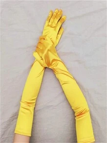 长款缎面弹力缎面手套,复古派对角色扮演,女士时尚纯色性感优雅可爱派对休闲尼龙手套万圣节 - 多色 - 查看 37