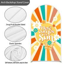 淋浴背景 5 英尺、6 英尺 - 氨纶拱形背景可翻转雏菊圆形拱形背景适用于淋浴派对照相亭工作室道具、生日派对、主题派对背景 - 雛菊款式 - 查看 3