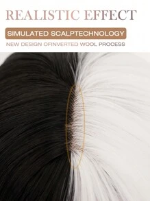 Halloween Cosplay Wig Black And White 26 Inch Long Curly Water Wave High Layered Bangs Y2K Synthetic Fiber Wig Women's Party Wig Costume Wig Christmas Realistic Natural Sexy Charming Heat Resistant Wig - Black and White - View 7