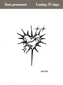 1pc Herbal Juice Semi-Permanent Tattoo Sticker, Creative Abstract Pattern, 7-14 Days Waterproof, Fingerprint, Ear, Shoulder, Neck, Collarbone Body Temporary Tattoo - Blue - View 5