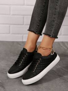 Zapatillas blancas para mujer, nuevas zapatillas de moda coreana casual planas con cordones vulcanizados, antideslizantes y cómodas para primavera y otoño