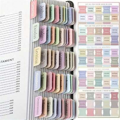 圣经标签，75 个标签，极简莫兰迪，男女用层压标签，学习用圣经标签，索引标签，书籍标签，旅行储物袋标签标签，化妆包，化妆包，度假收纳袋，大容量化妆品收纳盒化妆盒，适用于口红、刷子、护肤品、手机、硬币、小物品，适用于家庭、礼物、度假和节日万圣节圣诞节多功能用途，波西米亚风情