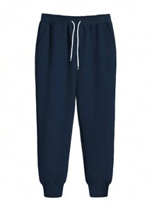 男士两件套运动套装，春秋季抗皱渐变字母印花抽绳连帽衫和运动裤，休闲街头时尚运动服，秋季服装 - 藍色 - 查看 7