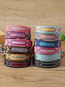 1 chiếc vòng tay bện phong cách Bohemian nhiều màu sắc, thích hợp cho phụ nữ và các cặp đôi đeo hàng ngày - Nhiều màu - Xem 4