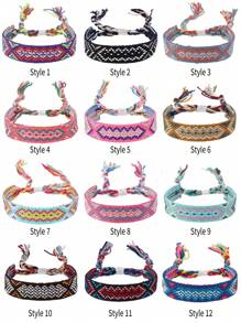 1 chiếc vòng tay bện phong cách Bohemian nhiều màu sắc, thích hợp cho phụ nữ và các cặp đôi đeo hàng ngày - Nhiều màu - Xem 1