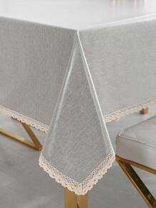 1 件防油防水桌布，TPU 涂层防水桌布，纯色家具防尘罩，适用于餐桌、书桌、带流苏边缘的矩形野餐垫 - 灰色 - 查看 4