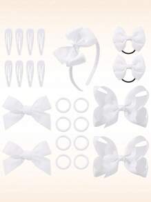 Set de 23 piezas de accesorios para el cabello de niñas para la escuela, que incluye lazos, diademas, pinzas, gomas del pelo, lazos de terciopelo y lazos rizados para niñas pequeñas y niñas en edad escolar para la escuela, Halloween, Navidad y fiestas - Multicolor - Ver 11