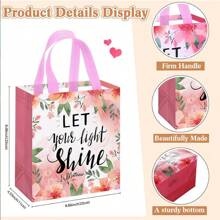 32 Pcs Bible Verse Flower Gift Bag With Handles Reli Gious Reusable Gift Bags Bulk Christian Baptism Tote Bags Non Woven Gift Bags For Women Wedding Birthday Gift Wrapping Bags - 混合顏色 - 查看 2