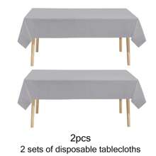 2pcs Plastic Disposable Table Cover, Minimalist Solid Color White Disposable Tablecloth For Party,