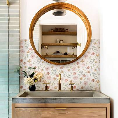Alwayspon 10 Peças Adesivos Decorativos Autoadesivos para Azulejos, Adesivos Decorativos de Flores Rosas para Azulejos Autoadesivos e Removíveis, À prova d'água, Vinil para Decoração de Parede de Cozinha, Banheiro e Casa, DIY