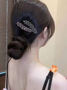 2pcs/4pcs Rhinestone Wheat Ear Hair Clip,Bangs Clip,Delicate Side Clips,Nape Hair Clips,Sweet Half Up Hair Clips