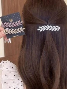 2pcs/4pcs Rhinestone Wheat Ear Hair Clip,Bangs Clip,Delicate Side Clips,Nape Hair Clips,Sweet Half Up Hair Clips