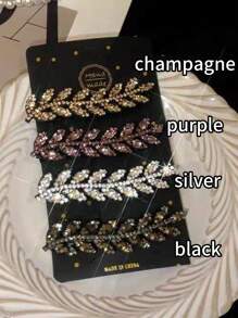 2pcs/4pcs Rhinestone Wheat Ear Hair Clip,Bangs Clip,Delicate Side Clips,Nape Hair Clips,Sweet Half Up Hair Clips