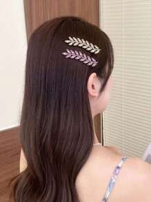 2pcs/4pcs Rhinestone Wheat Ear Hair Clip,Bangs Clip,Delicate Side Clips,Nape Hair Clips,Sweet Half Up Hair Clips