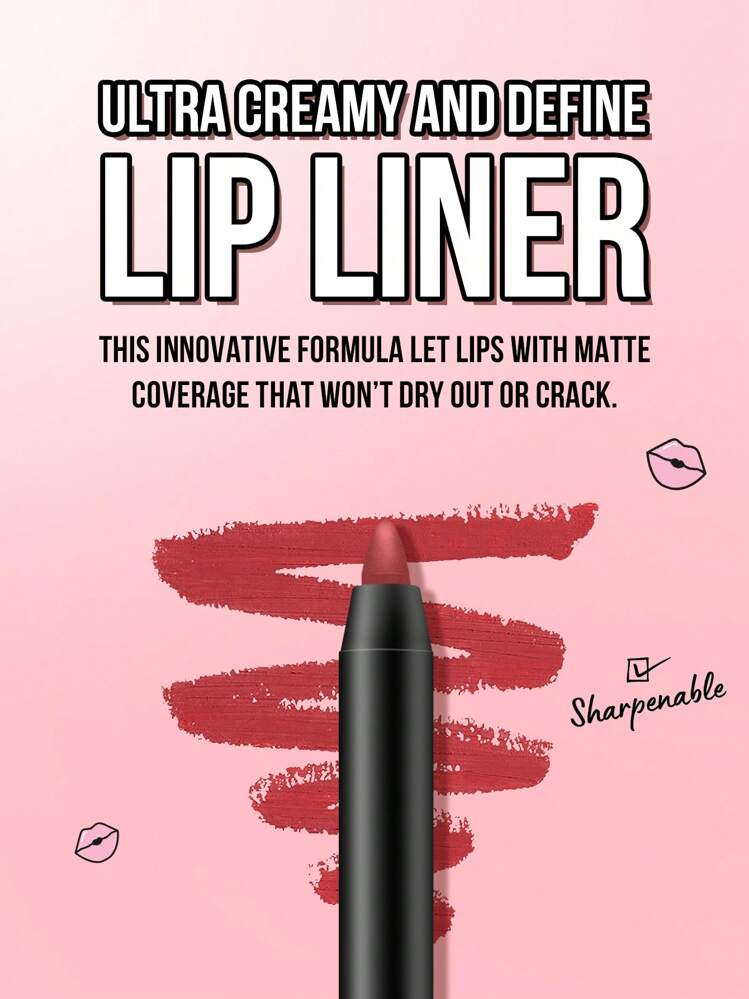 Misslyn 2pcs Lasting Lip Liner Set. Long-Lasting Lip Liner, Highly Pigmented, Can Be Sharpened Gel Lip Pencil, Smooth Application, Natural Makeup Effect, High Color Payoff, Create Natural Lip Makeup. - 138+05 - View 6