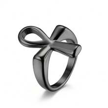Minimalist Men Cross Faith Vintage Stainless Steel Ring, Silver/Gold/Black, Size 8-13