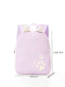 1 件可定制刺绣名称灯芯绒卡通爪印背包，设计可爱方便，适合女孩、男孩、旅行、日常时尚、办公室和通勤、学校背包 - 紫色 - 查看 3